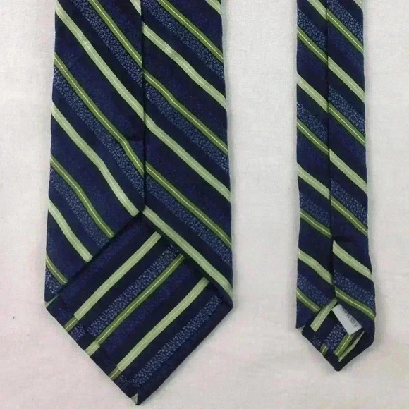 Burma Bibas Blue Multi-Color Stripe Silk 61" x 3.5 - Picture 4 of 4